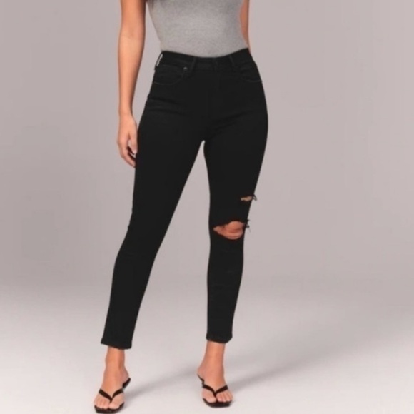 Abercrombie & Fitch Black Curve Love High Rise Super Skinny Ankle Jeans 25 Short - Picture 1 of 8